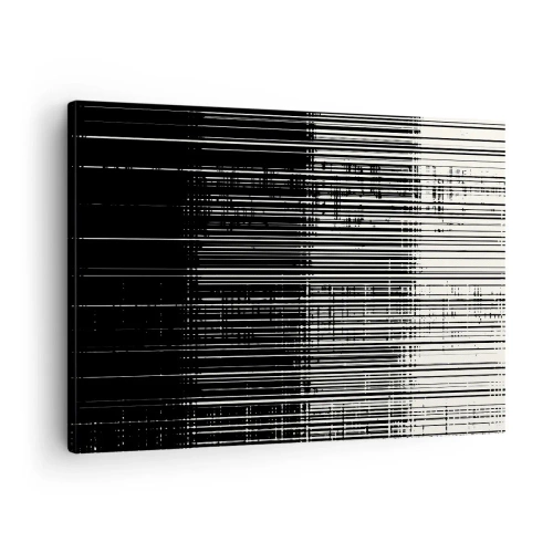 Bild auf Leinwand - Leinwandbild - Abstrakte Linienkomposition in kontrastierendem Schwarz und Weiß - 70x50cm - Wellen und Vibrationen - Moderne Wanddekoration für Wohnzimmer und Schlafzimmer ARTTOR