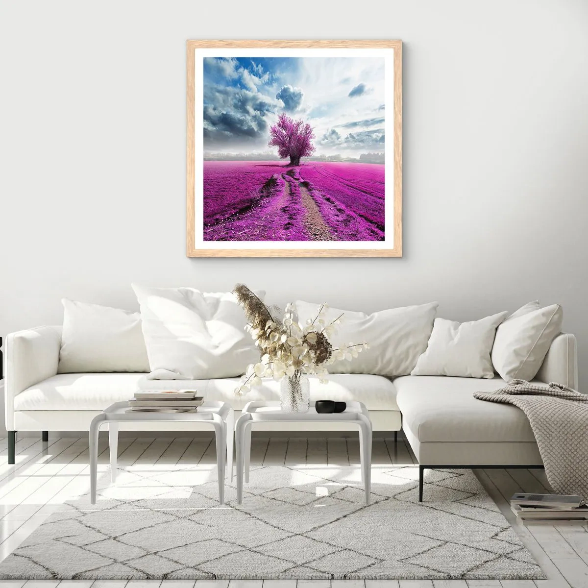 Poster in einem Rahmen aus heller Eiche - Heide - Wildnis - 50x50 cm