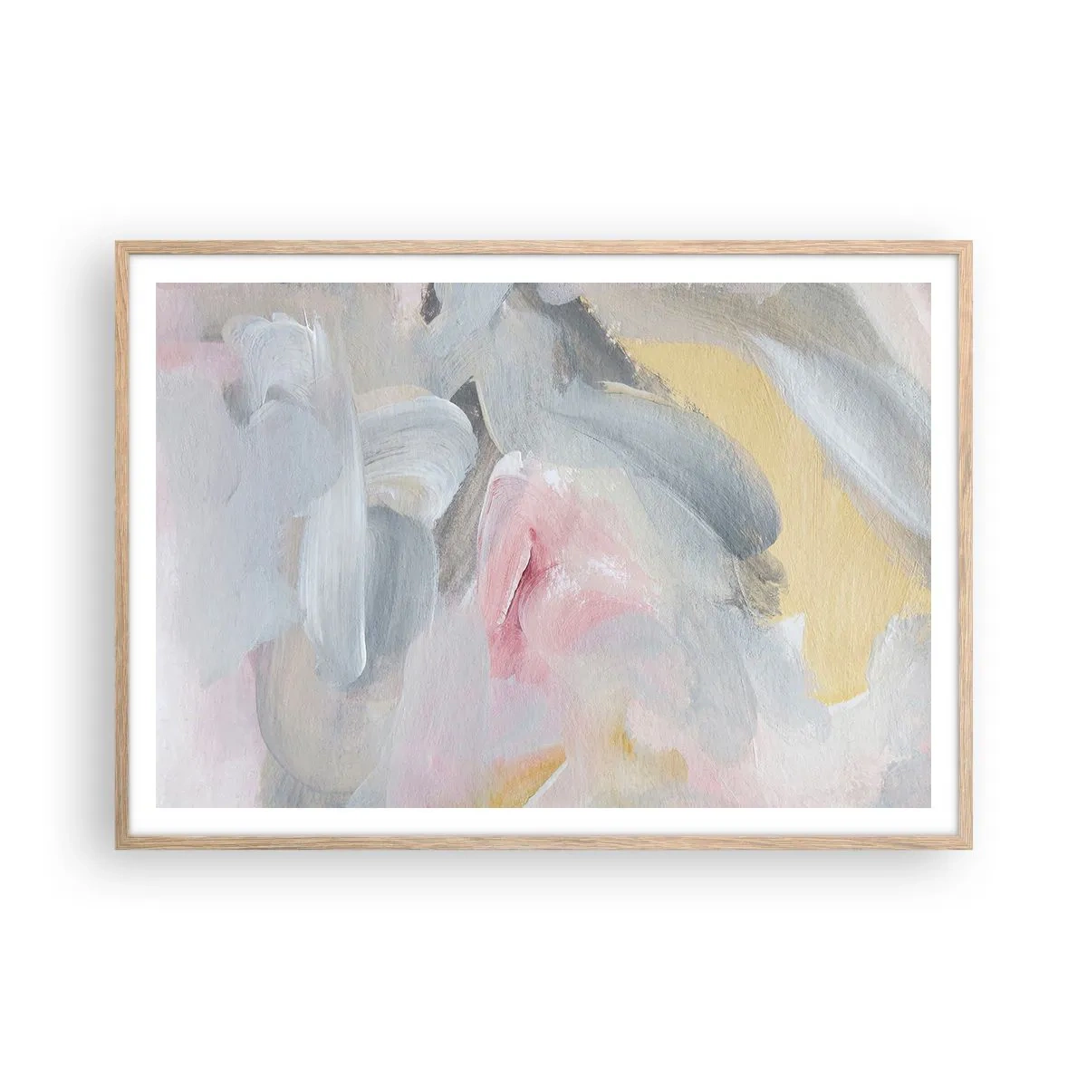 Poster in einem Rahmen aus heller Eiche - In einer Pastellwelt - 100x70 cm