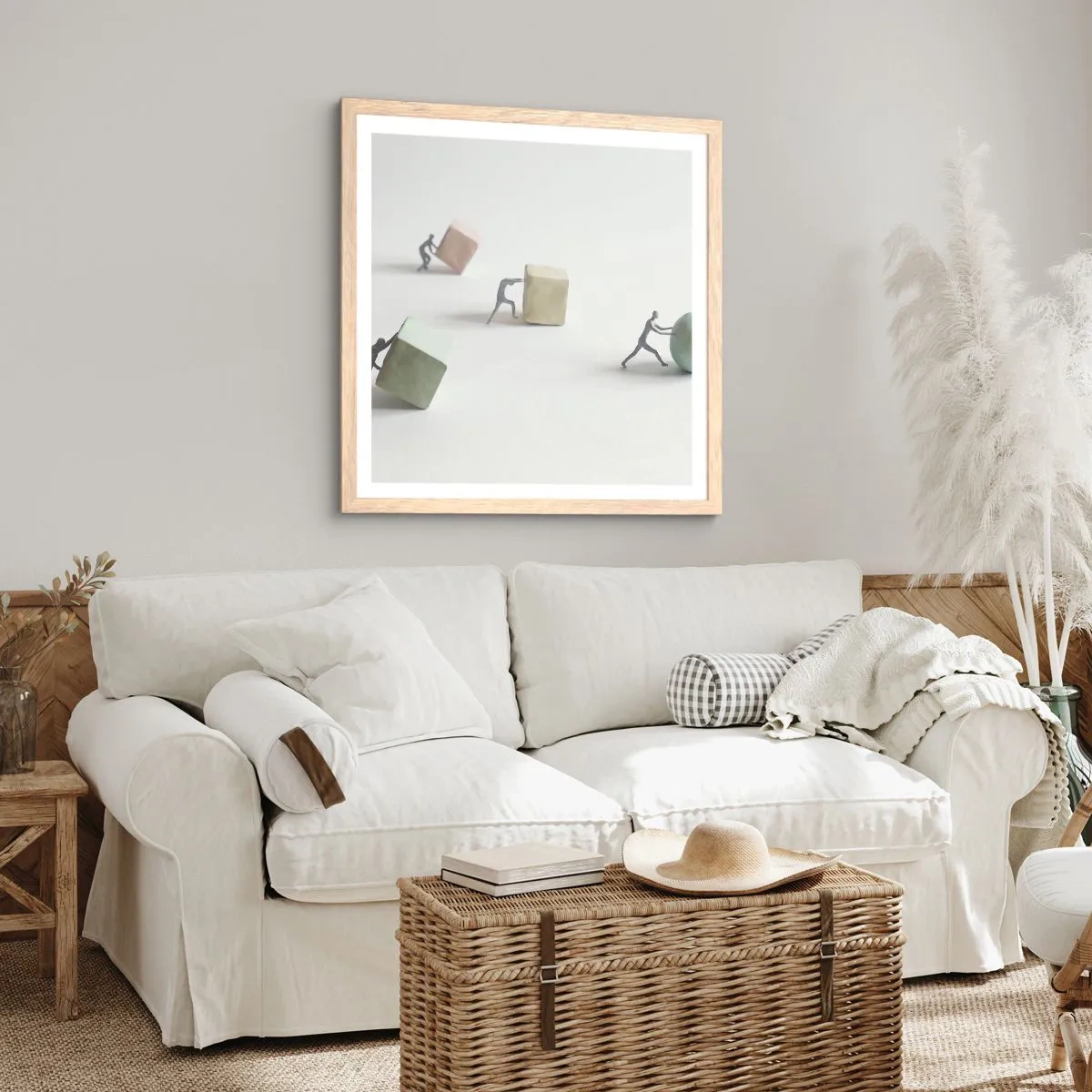 Poster in einem Rahmen aus heller Eiche - Pures Leben - 40x40 cm