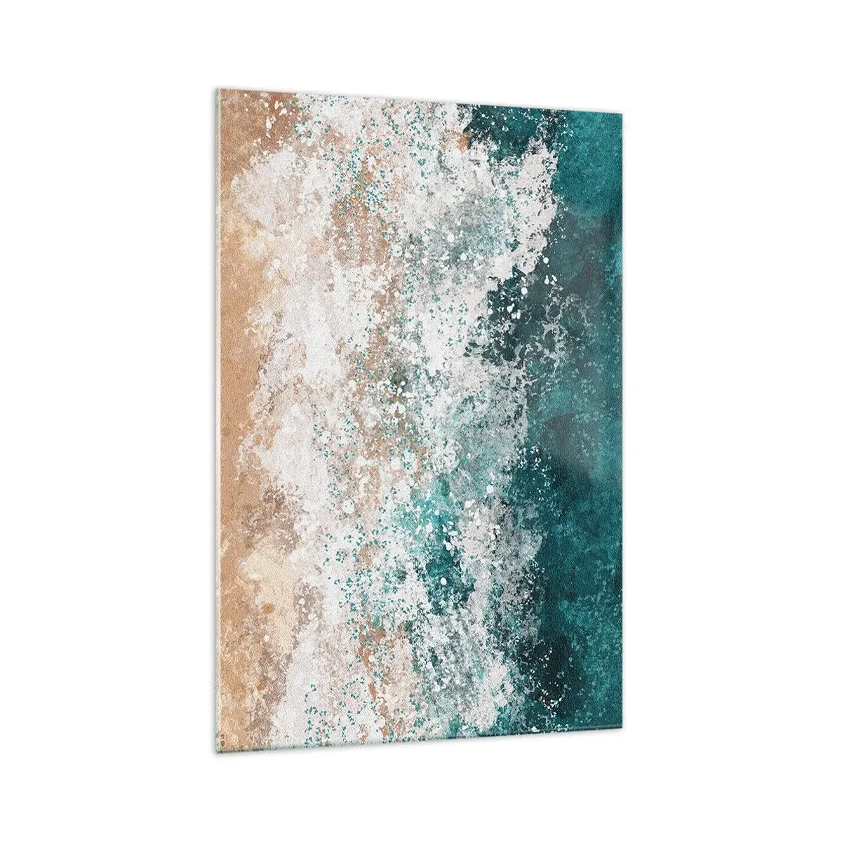 Glasbild - Bild auf glas - Abstrakte Meereswelle in Türkis- und Beigetönen - 70x100cm - Meeresgeschichten - Moderne Wanddekoration für Wohnzimmer und Schlafzimmer ARTTOR