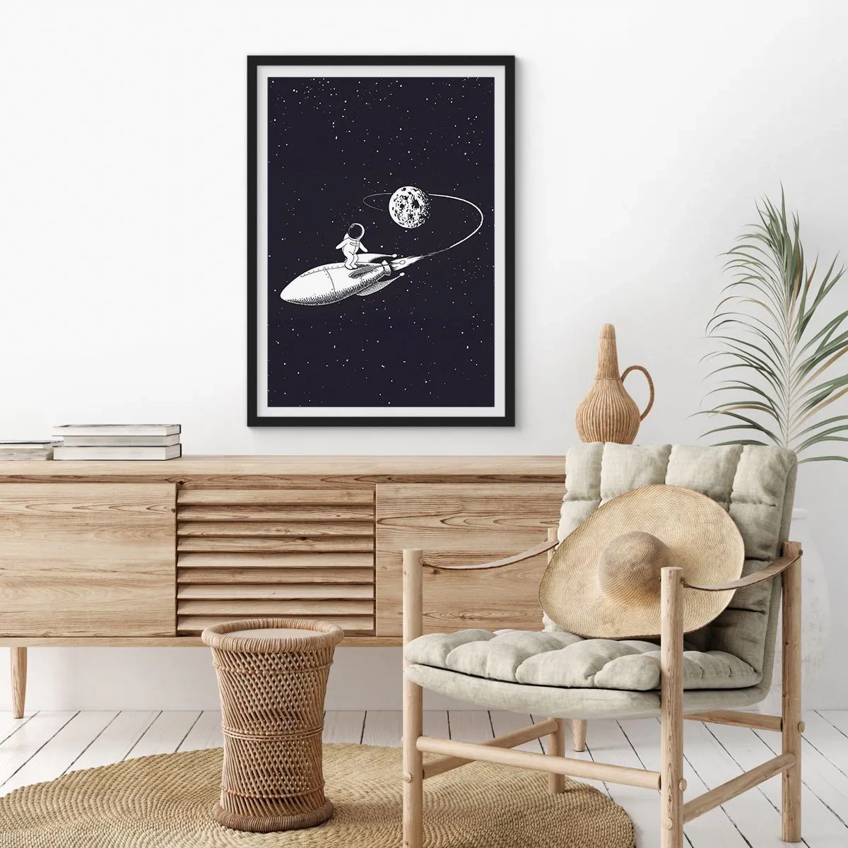 Poster in einem schwarzem Rahmen - Weltraumsurfer - 30x40 cm