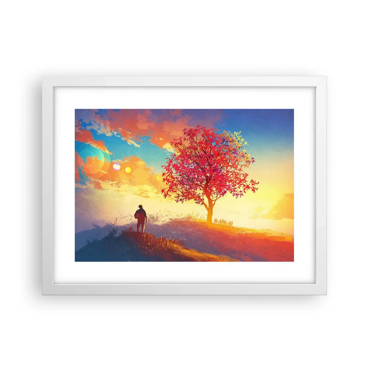 Poster in einem weißen Rahmen - Pilger am Ziel - 40x30 cm