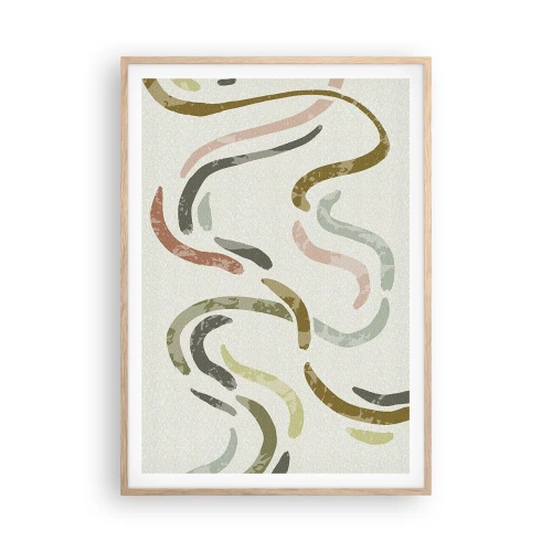 Poster in einem Rahmen aus heller Eiche - Fröhlicher Tanz der Abstraktion - 70x100 cm