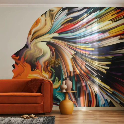 Fototapete Premium Canvas - Eine Explosion der Fantasie - Abstraktion, Frau, Grafik - 200x140 cm