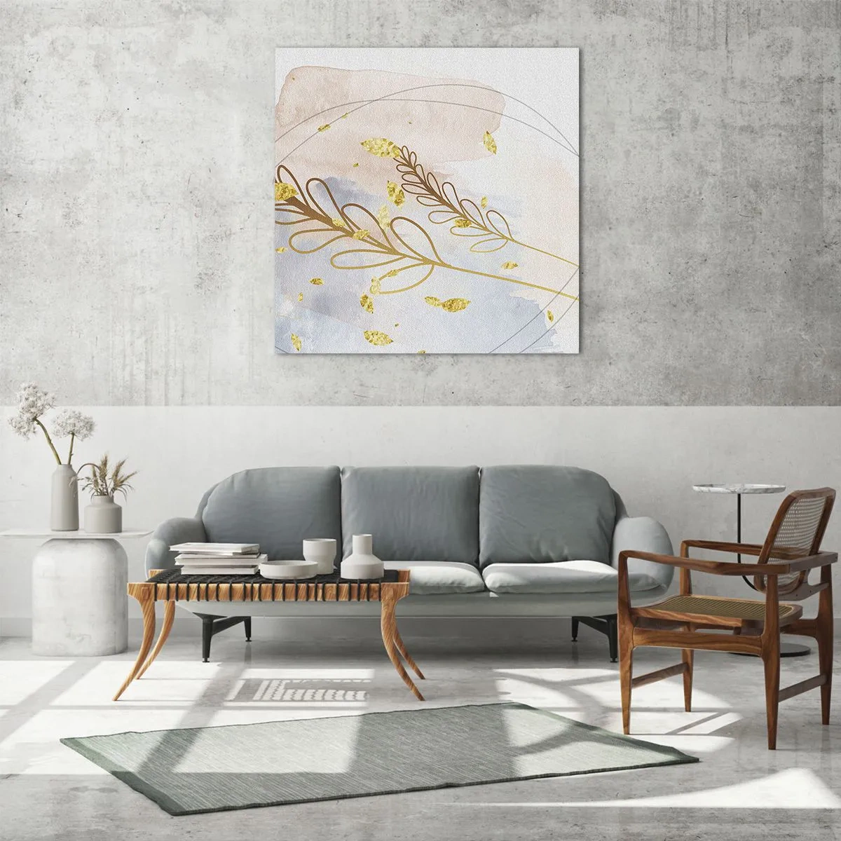 Glasbild - Bild auf glas - Goldenr Hauch - 50x50 cm