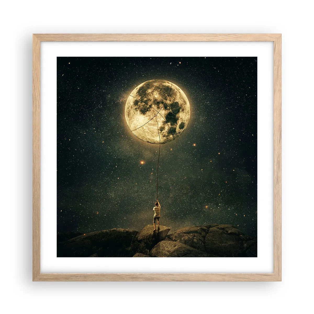 Poster in einem Rahmen aus heller Eiche - Der Mann, der den Mond gestohlen hat - 50x50 cm
