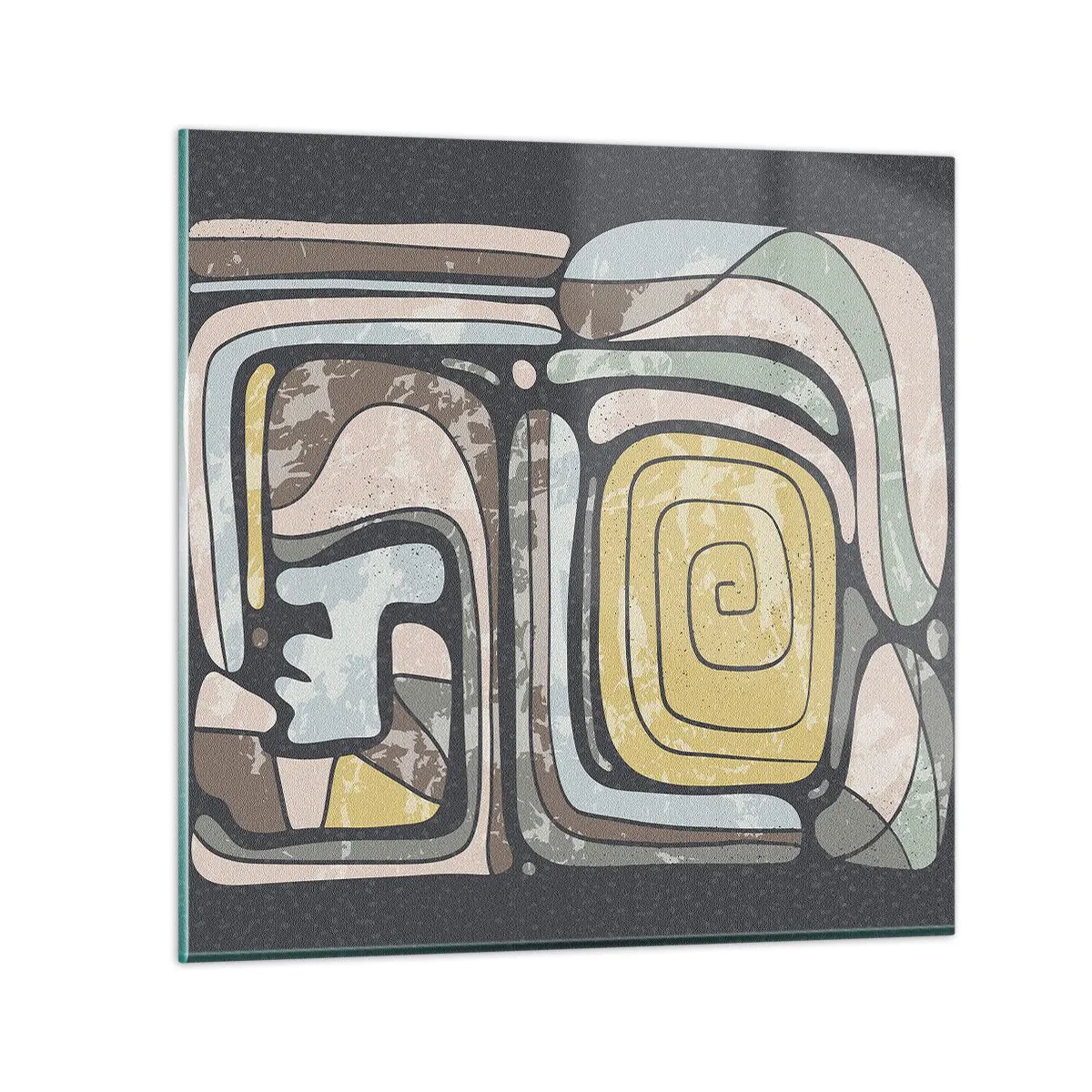 Glasbild - Bild auf glas - Abstraktion im präkolumbianischen Geist - 60x60 cm
