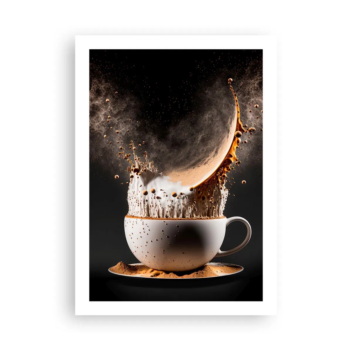 Poster - Eine dynamische Kaffeeexplosion in einer Tasse - 50x70cm - Geschmacksexplosion - Moderne Wanddekoration für Wohnzimmer und Schlafzimmer ARTTOR