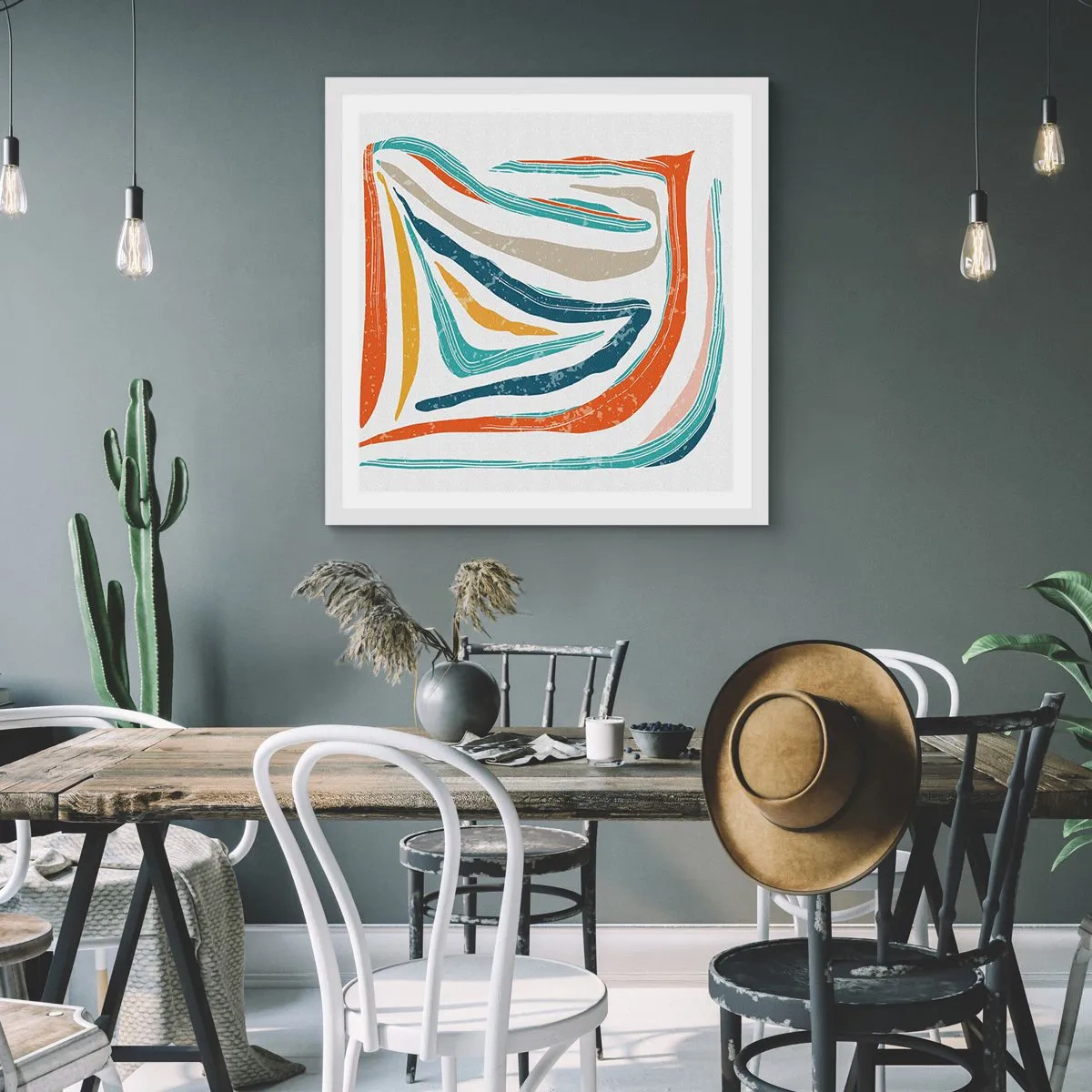 Poster in einem weißen Rahmen - Abstraktion mit einem freundlichen Lächeln - 40x40 cm