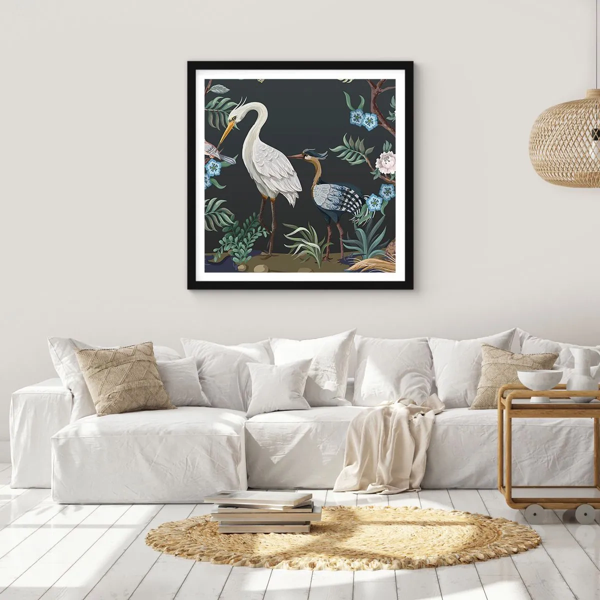 Poster in einem schwarzem Rahmen - Vogelparade - 40x40 cm