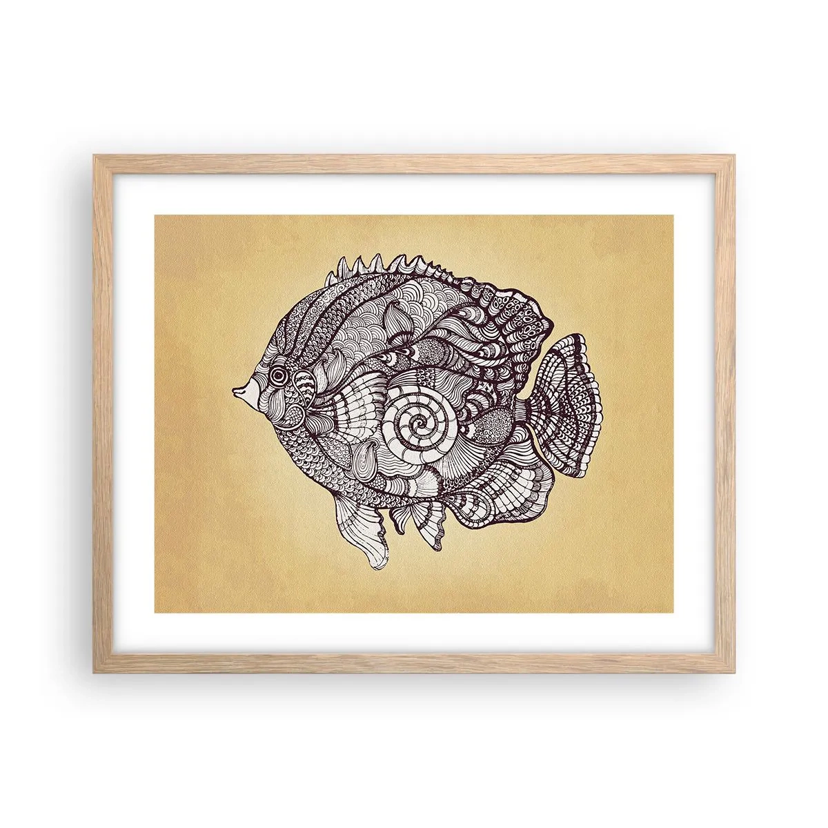 Poster in einem Rahmen aus heller Eiche - Aus dem Ozean der Ornamente - 50x40 cm