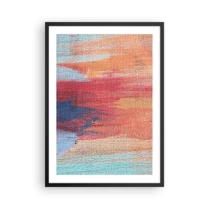 Poster in einem schwarzem Rahmen - Abstrakte Pinselstriche in warmen und kühlen Tönen - 50x70cm - Renne den Regenbogen hinunter - Moderne Wanddekoration für Wohnzimmer und Schlafzimmer ARTTOR