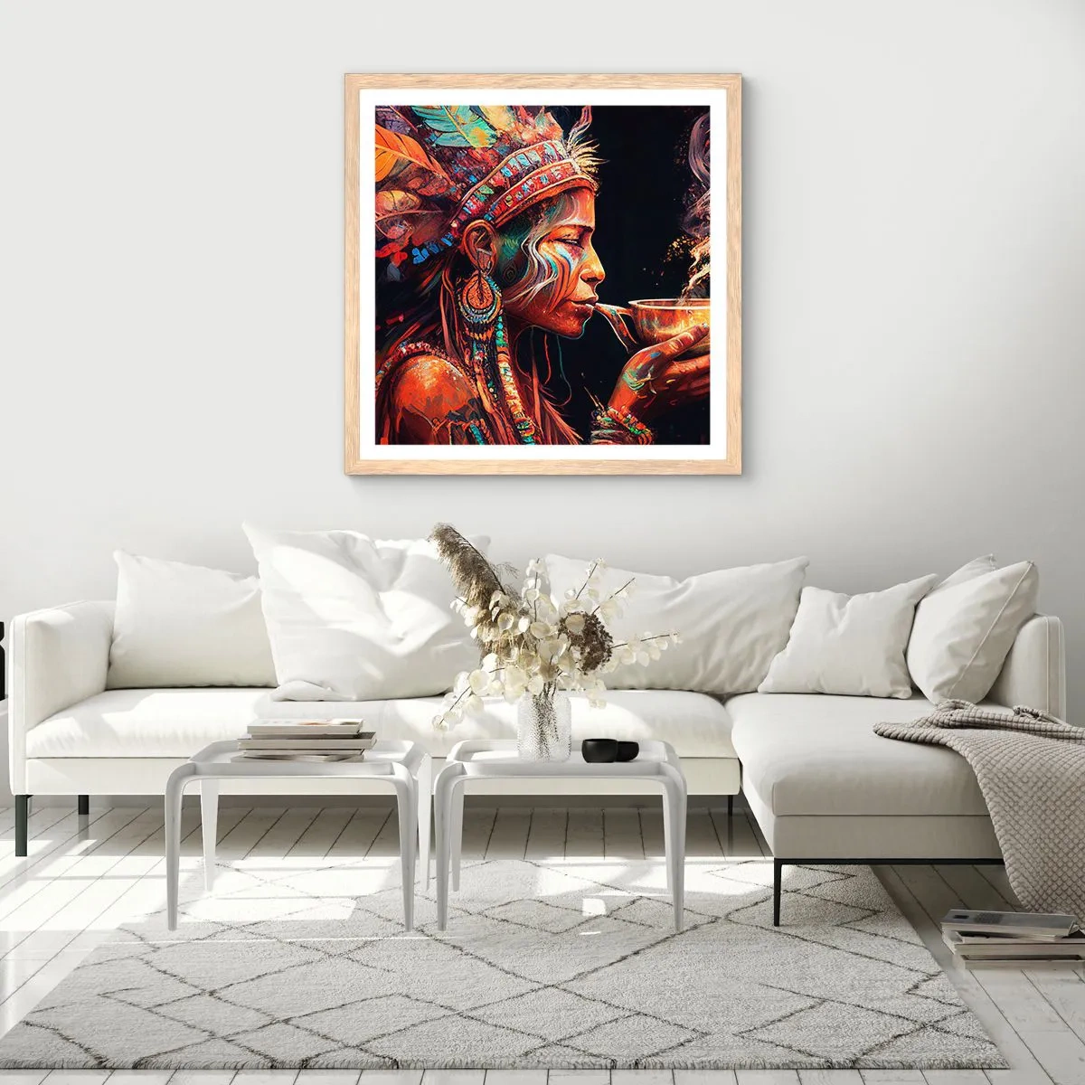 Poster in einem Rahmen aus heller Eiche - Magisches Ritual - 40x40 cm