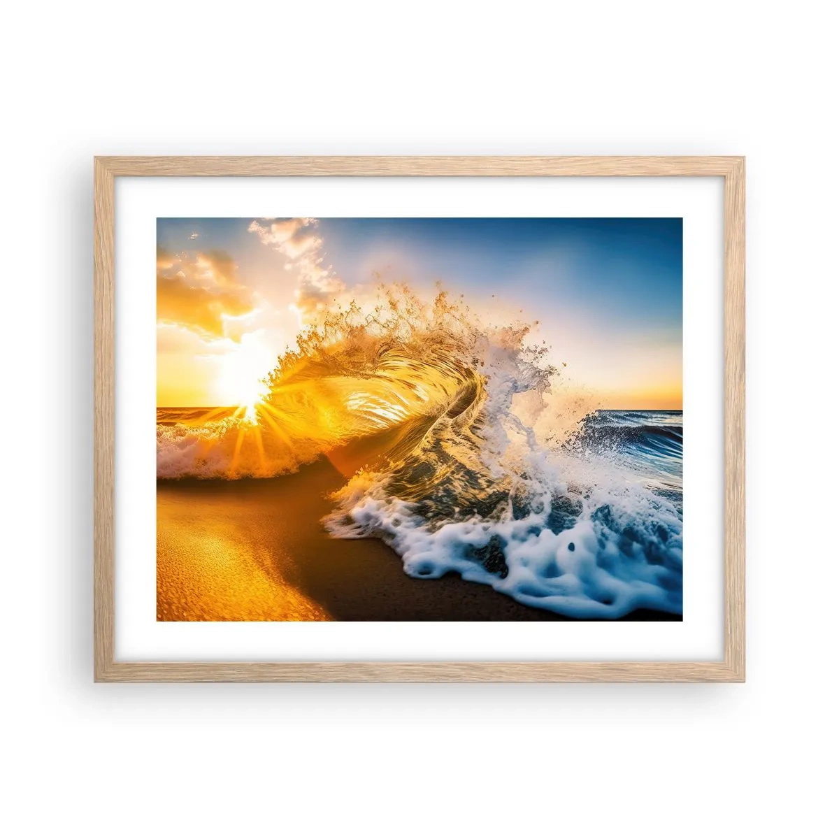 Poster in einem Rahmen aus heller Eiche - Spaß im Sand - 50x40 cm