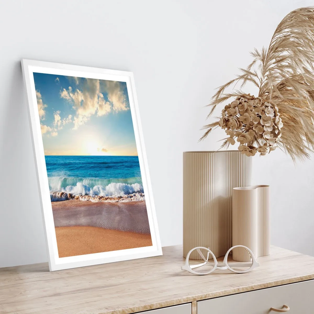 Poster in einem weißen Rahmen - Bewegung und Stille zugleich - 50x70 cm