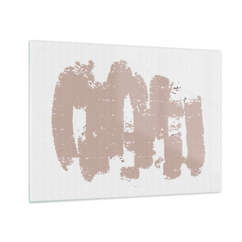 Glasbild - Bild auf glas - Rosa Pinselstriche auf weißem Hintergrund - 70x50cm - Abstraktion in zartem Rosa - Moderne Wanddekoration für Wohnzimmer und Schlafzimmer ARTTOR