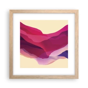Poster in einem Rahmen aus heller Eiche - Lila Wellen - 30x30 cm
