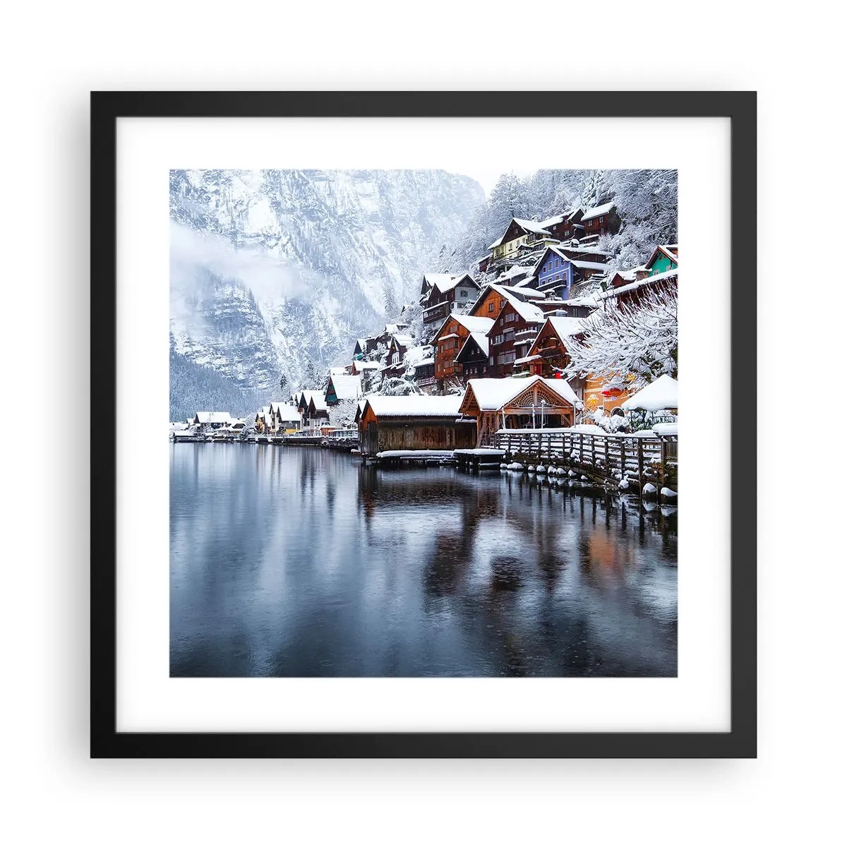 Poster in einem schwarzem Rahmen - In winterlicher Dekoration - 40x40 cm