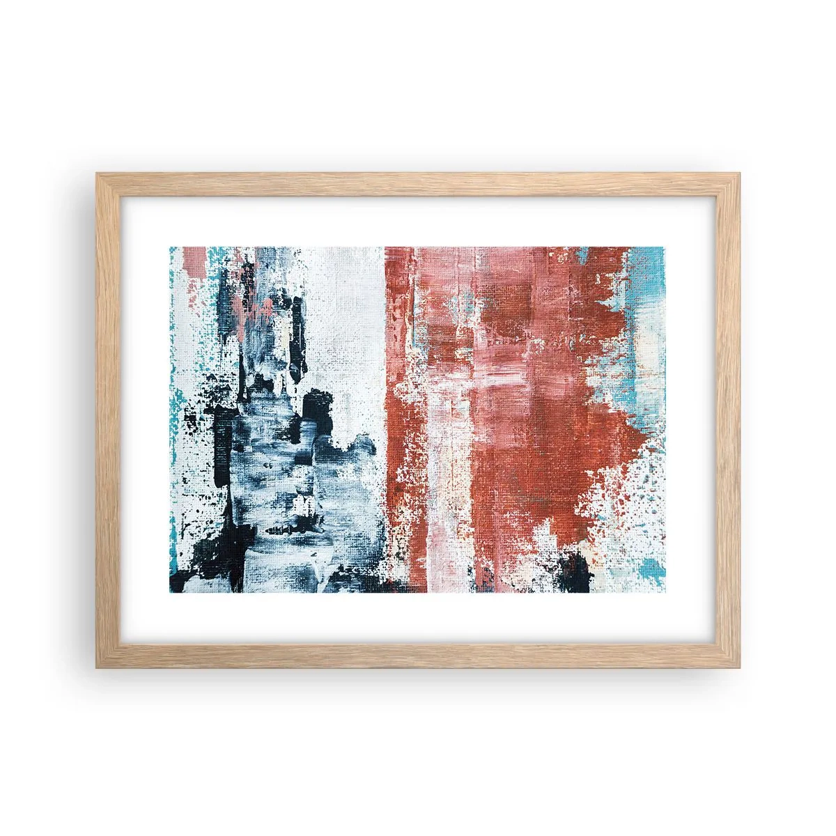 Poster in einem Rahmen aus heller Eiche - Fünfzig-Fünfzig abstrakt - 40x30 cm