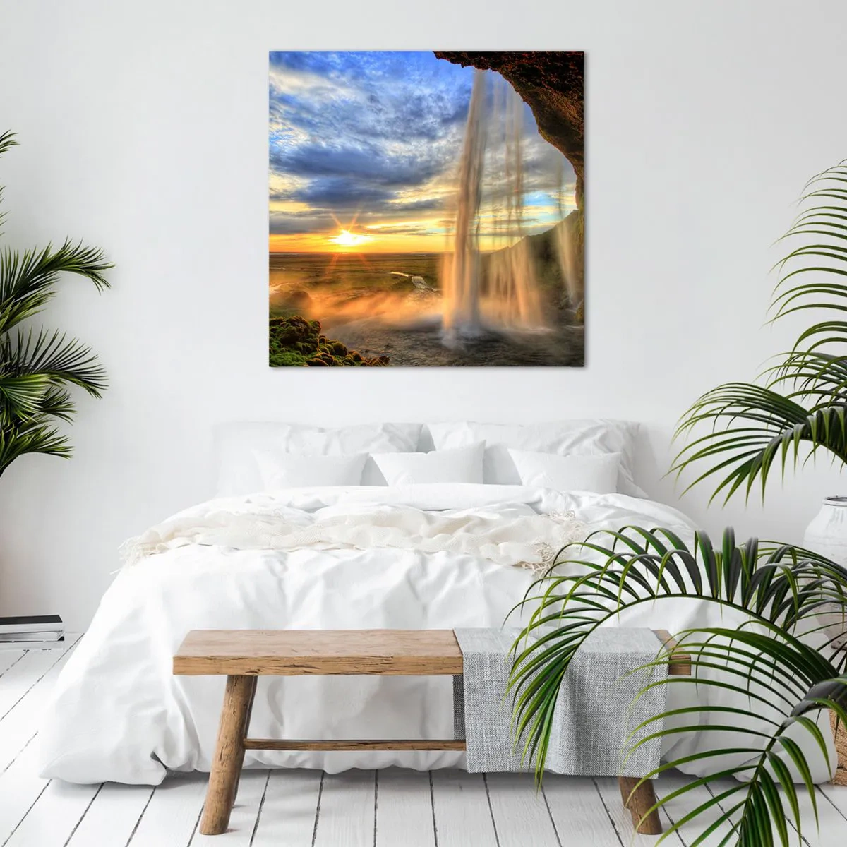 Bild auf Leinwand - Leinwandbild - Die Welt hinter einem Schleier aus Tropfen - 40x40 cm