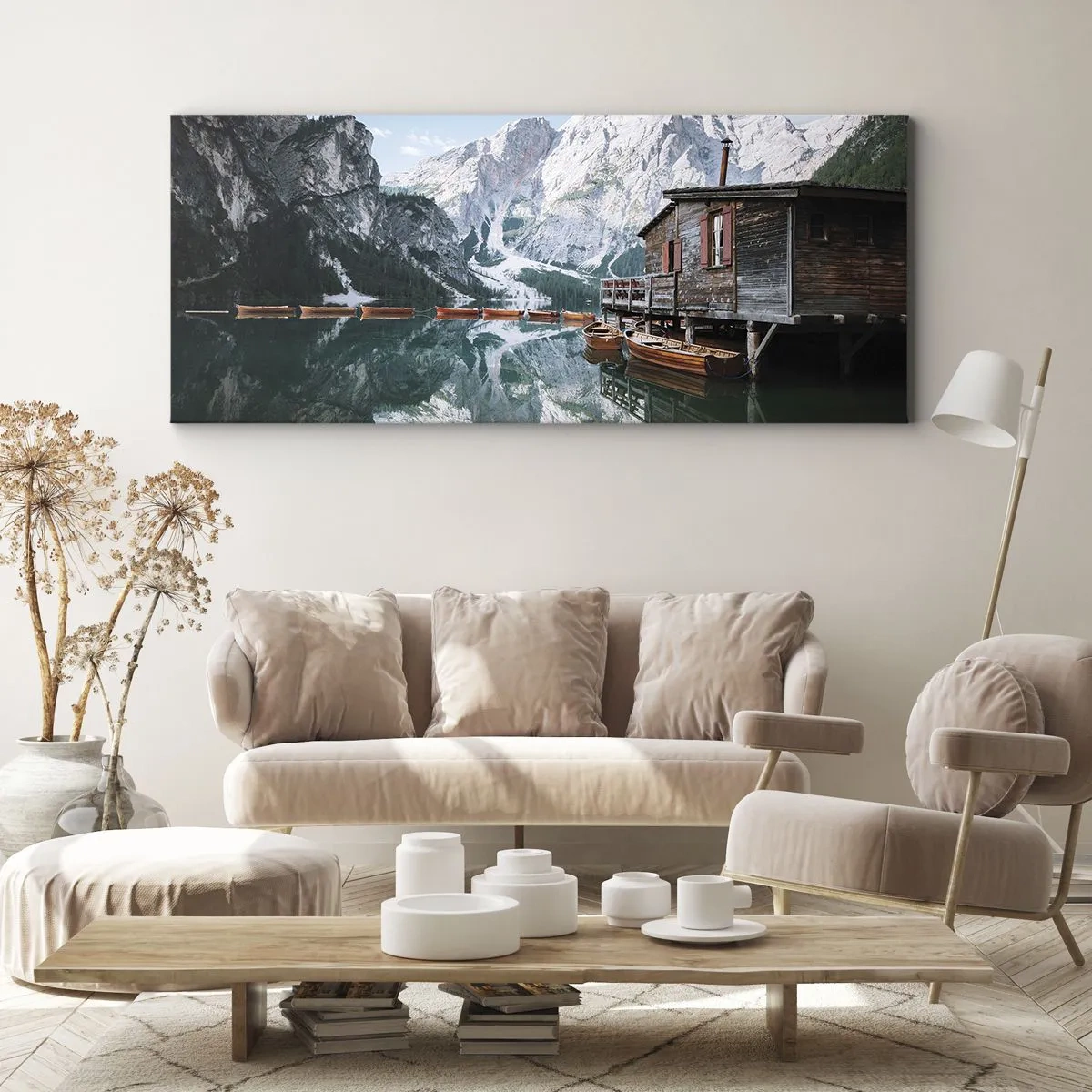 Bild auf Leinwand - Leinwandbild - Kristallklarer Bergmorgen - 90x30 cm