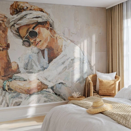 Selbstklebende Fototapete Deluxe Sticker - Porträt in voller Sonne - Porträt, Boho, Öl - 200x140 cm