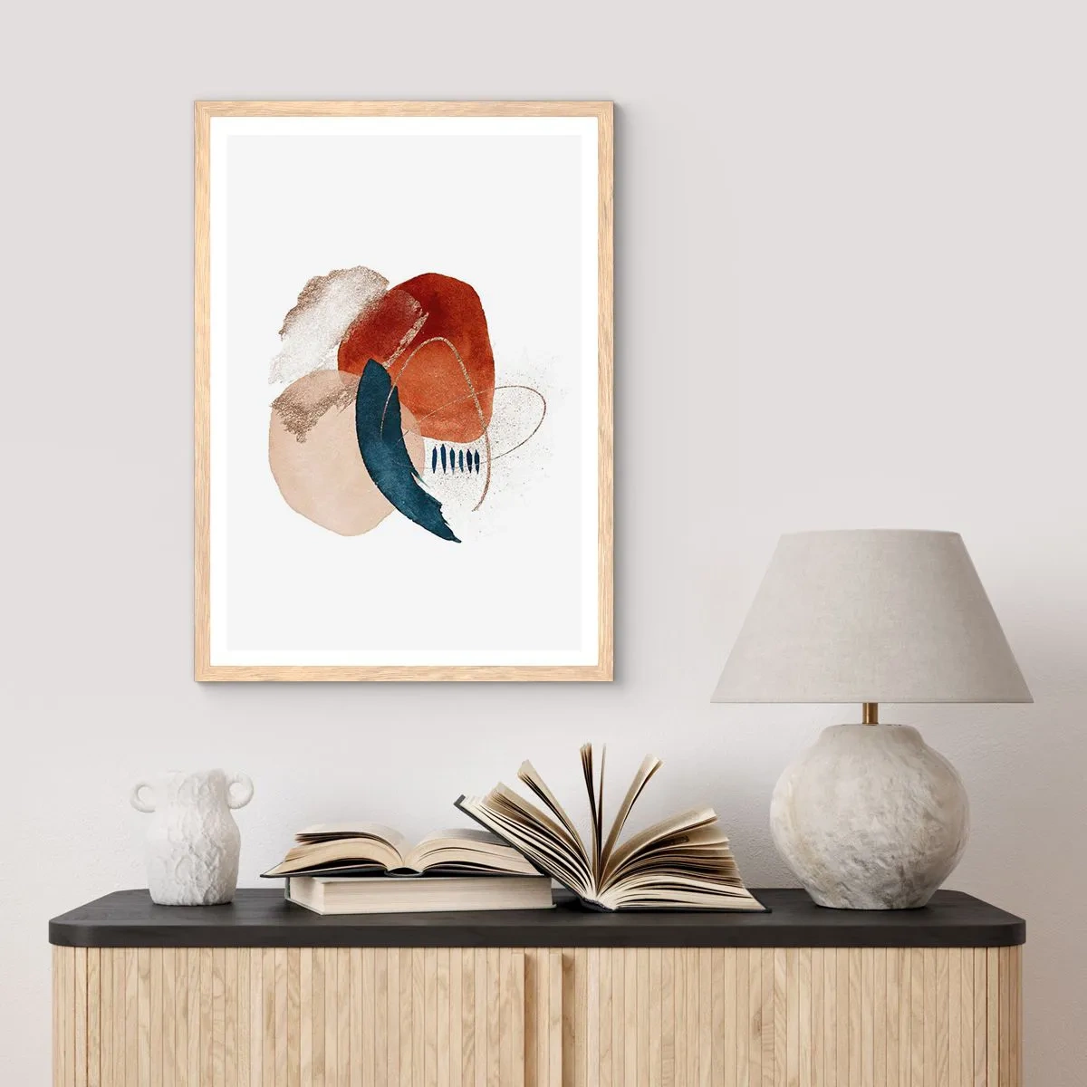 Poster in einem Rahmen aus heller Eiche - Ovale Komposition - 30x40 cm