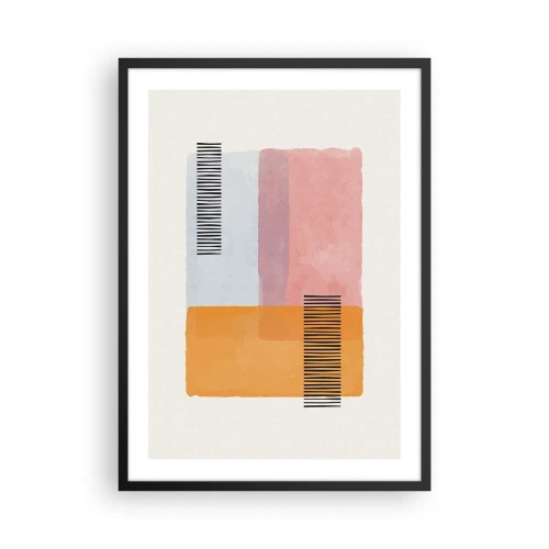 Poster in einem schwarzem Rahmen - Geometrische Formen in Pastellfarben mit Linienakzenten - 50x70cm - Von Ecke zu Ecke - Moderne Wanddekoration für Wohnzimmer und Schlafzimmer ARTTOR