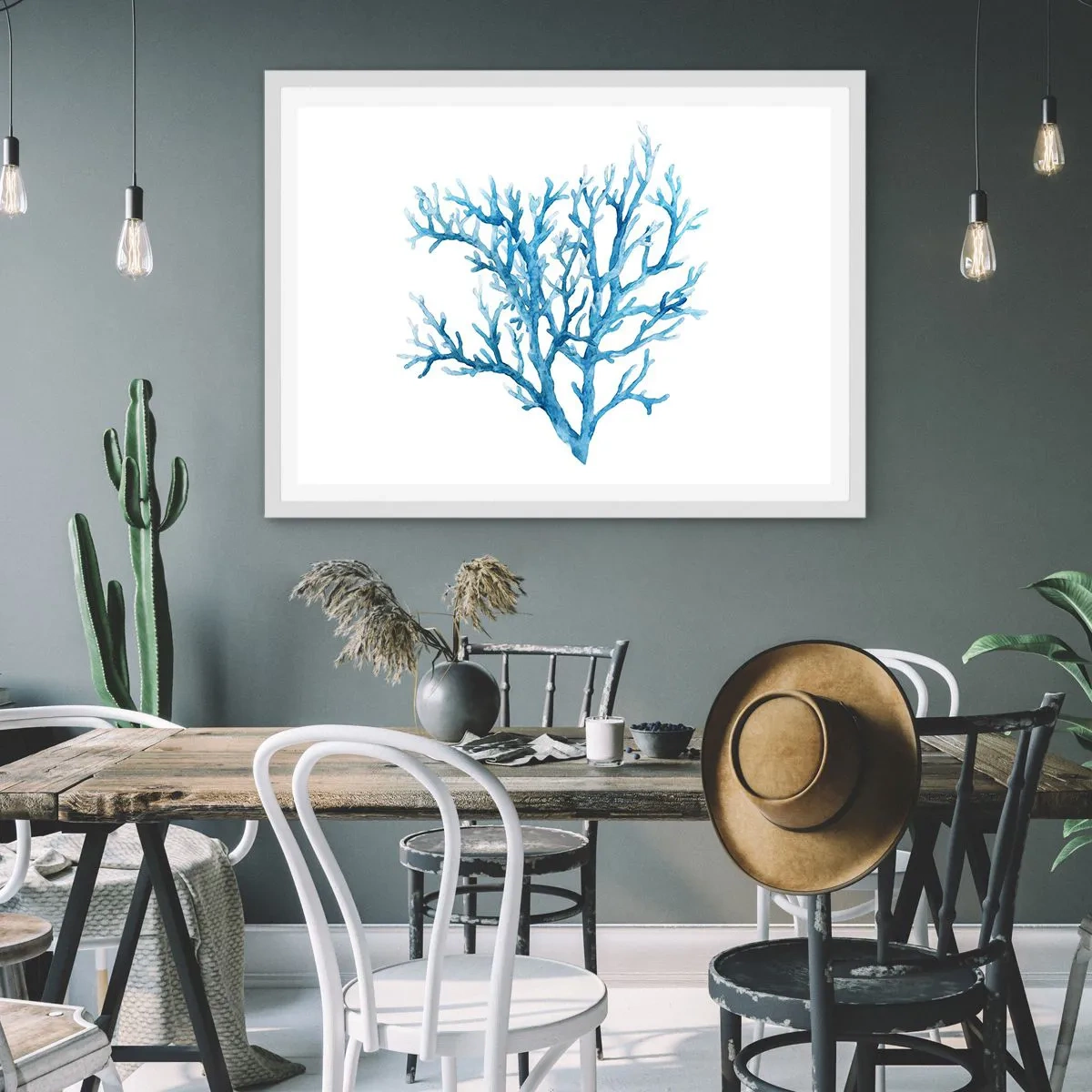 Poster in einem weißen Rahmen - Nautisches Filigran - 100x70 cm