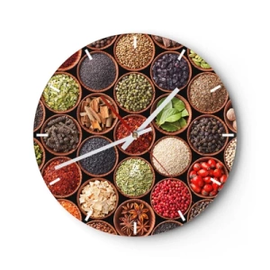 Wanduhr - Glasuhr - Alle Aromen der Welt - 40x40 cm