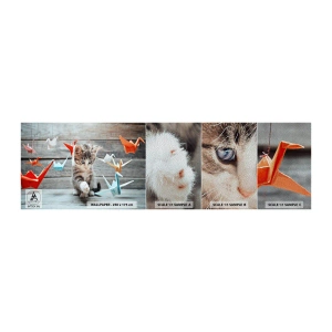 Fototapeten Muster Premium Sand - Erste Stunde - Tiere, Katze, Origami - 100x30 cm