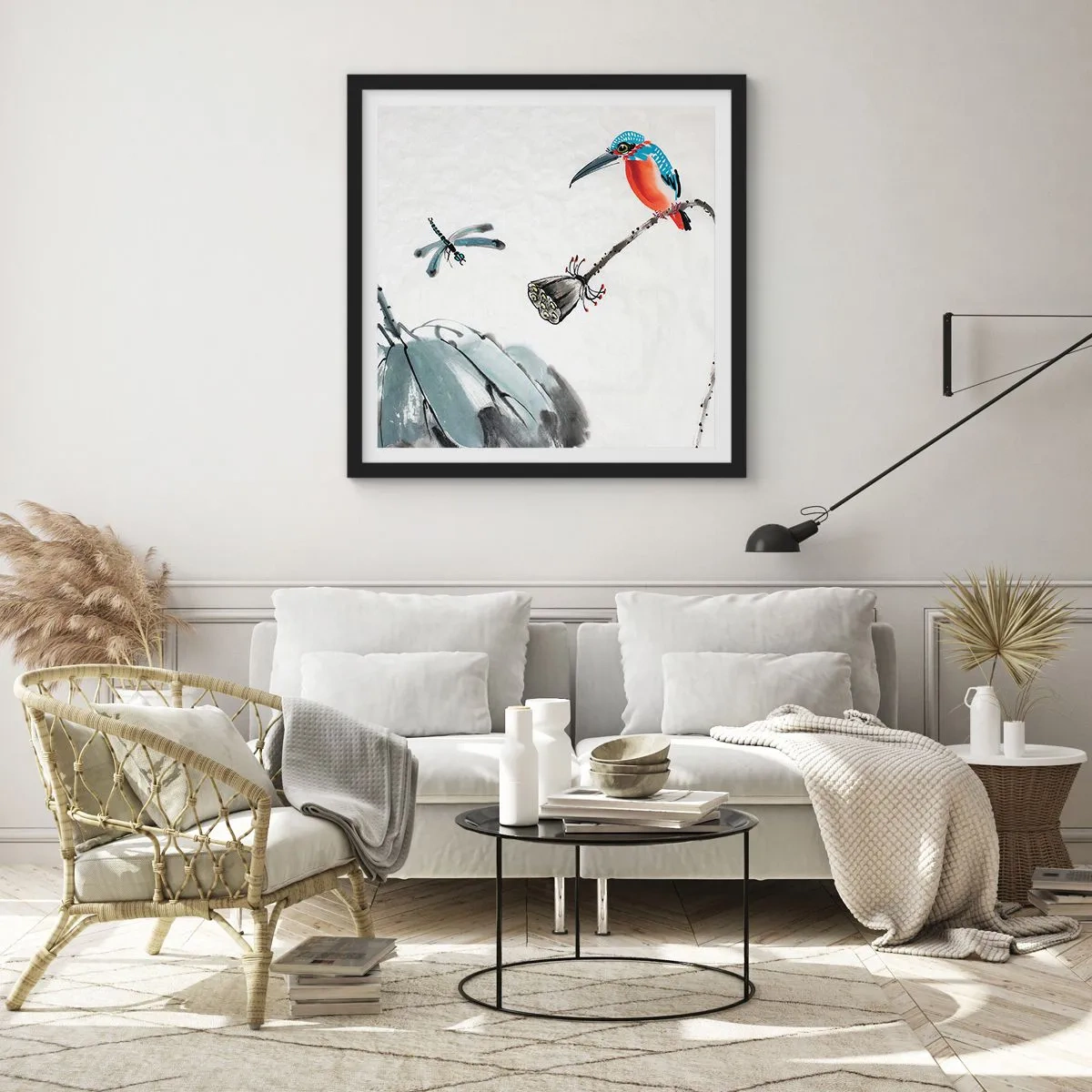 Poster in einem schwarzem Rahmen - Das Leben der Wiese - 50x50 cm