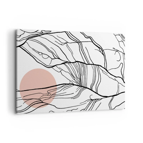 Bild auf Leinwand - Leinwandbild - Minimalistische Linien mit geometrischem Akzent - 120x80cm - In einem Netz aus Zweigen - Moderne Wanddekoration für Wohnzimmer und Schlafzimmer ARTTOR