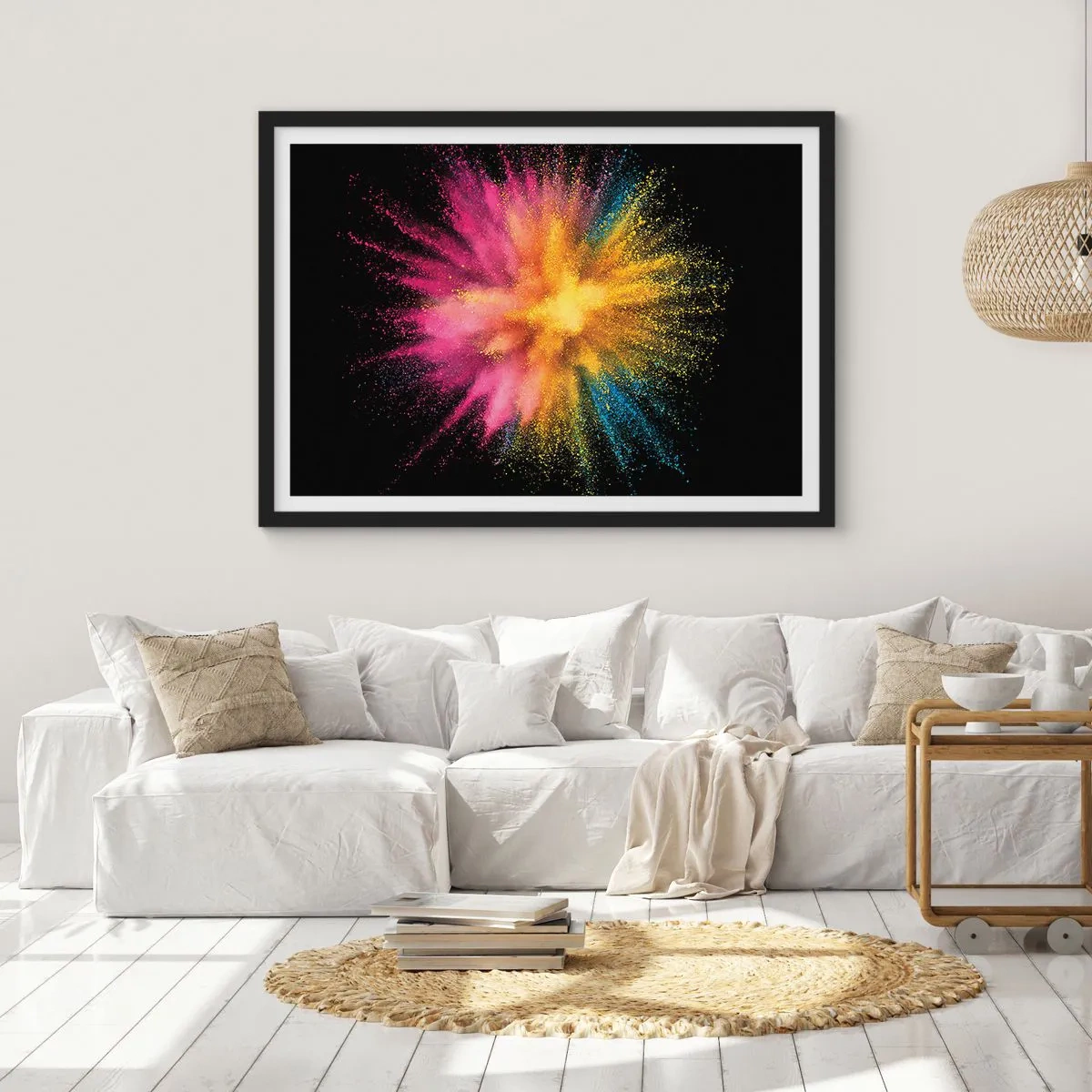 Poster in einem schwarzem Rahmen - Die Geburt der Farben - 50x40 cm