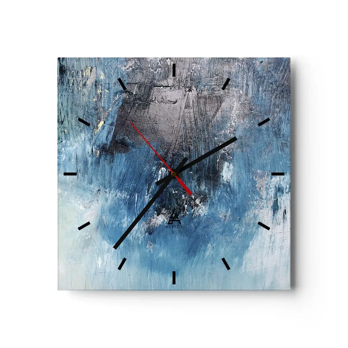 Wanduhr - Glasuhr - Abstrakte Pinselstriche in Blautönen - 30x30cm - Rhapsodie in Blau - Moderne Wanddekoration für Wohnzimmer und Schlafzimmer ARTTOR