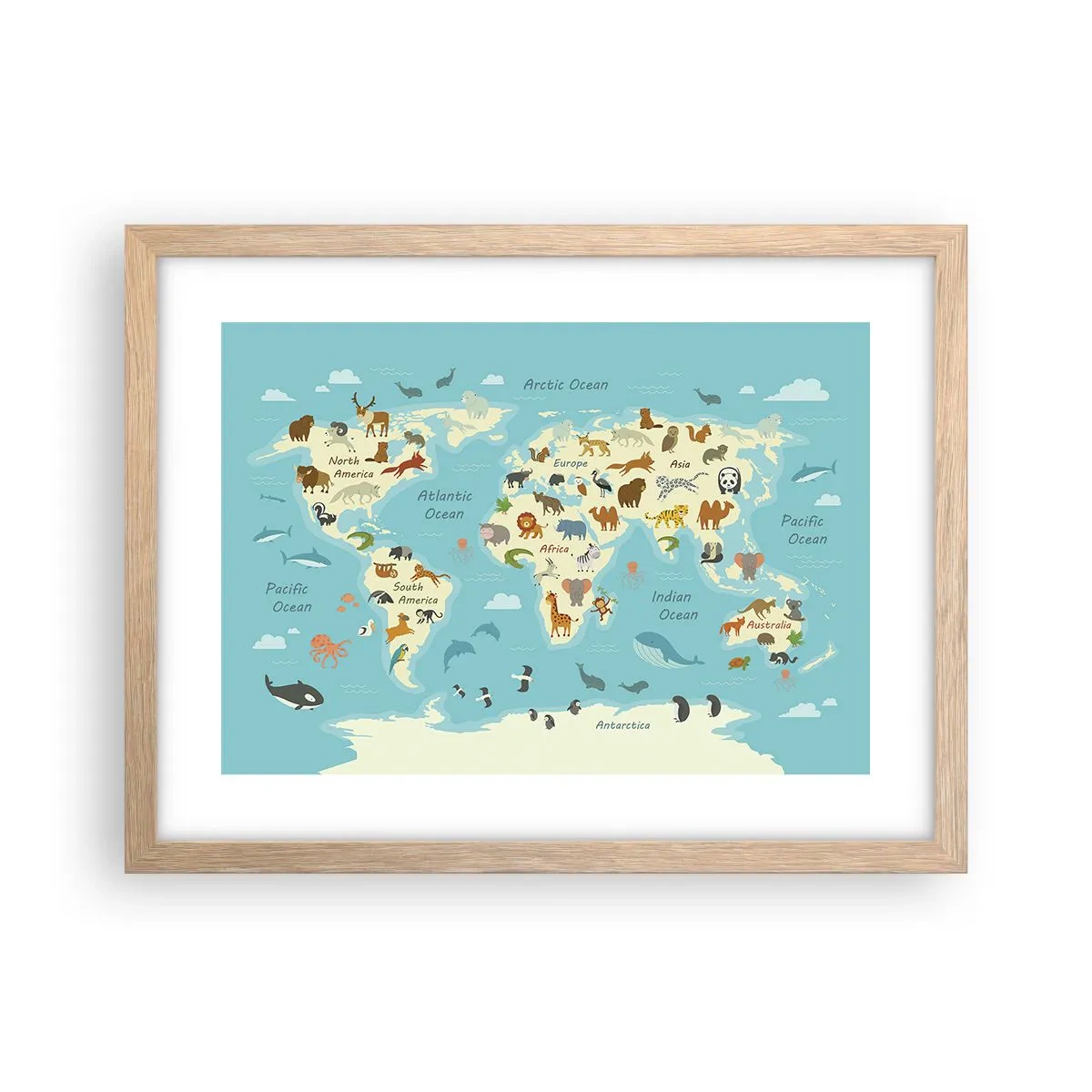 Poster in einem Rahmen aus heller Eiche - Gute Nachbarn - 40x30 cm