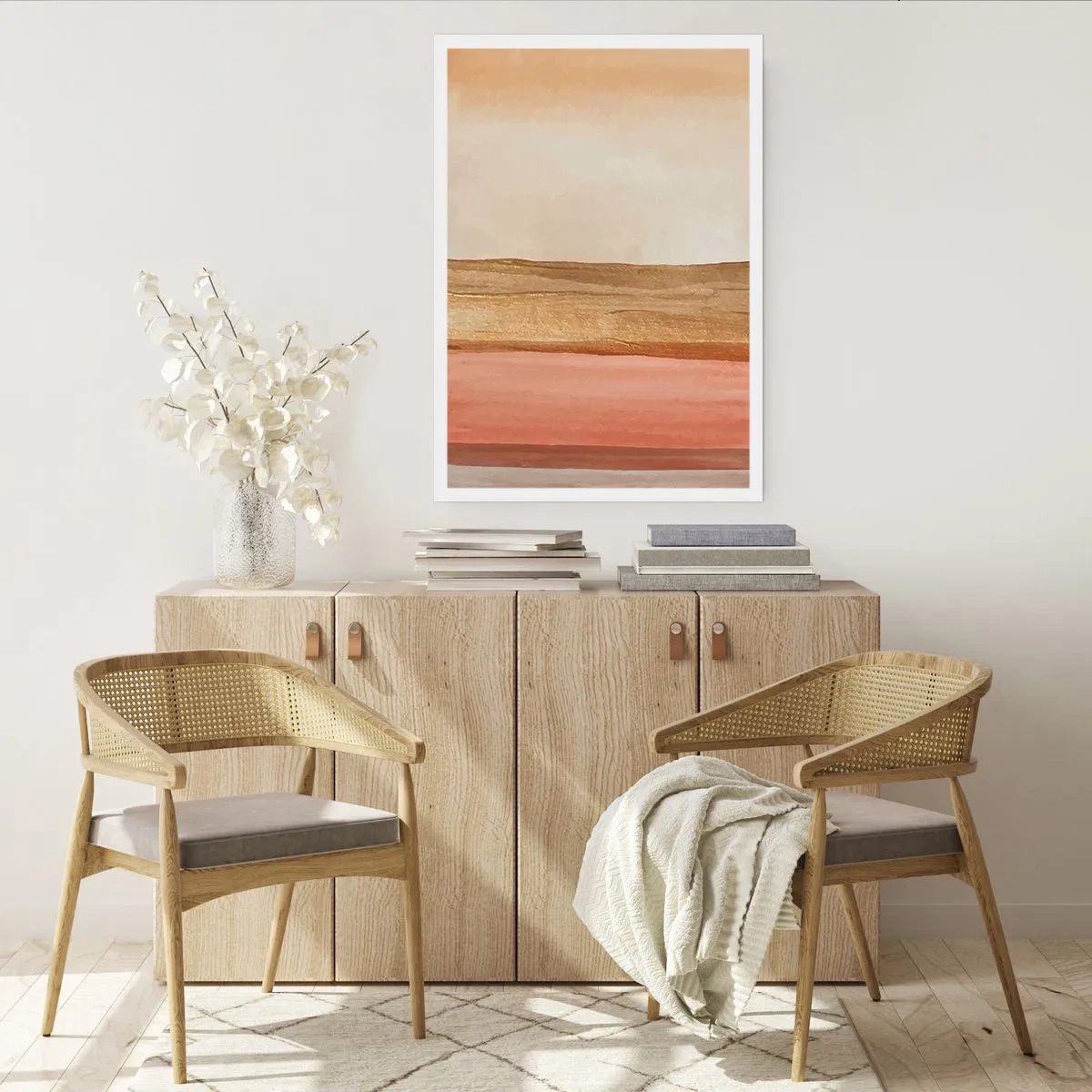 Poster - Eine abstrakte Komposition in warmen Beige- und Rosatönen. - 50x70cm - Vertikale Komposition - Moderne Wanddekoration für Wohnzimmer und Schlafzimmer ARTTOR