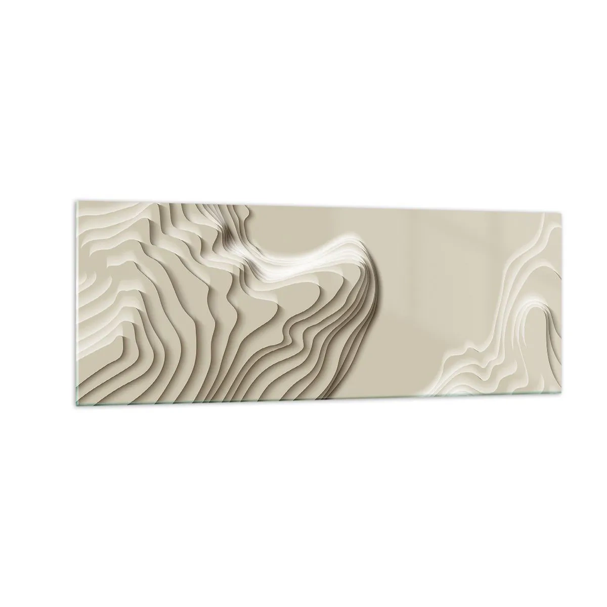 Glasbild - Bild auf glas - Ein abstraktes Muster in Beigetönen mit linearer Wirkung. - 140x50cm - Topographie der Kunst - Moderne Wanddekoration für Wohnzimmer und Schlafzimmer ARTTOR