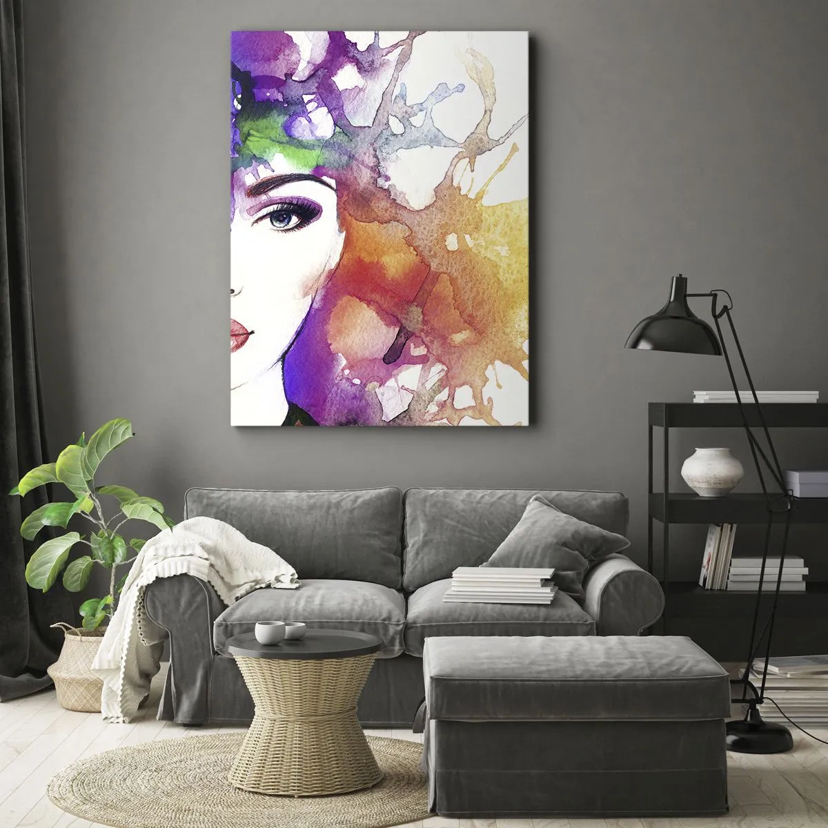 Bild auf Leinwand - Leinwandbild - Mit dem Kopf in den Wolken - 55x100 cm