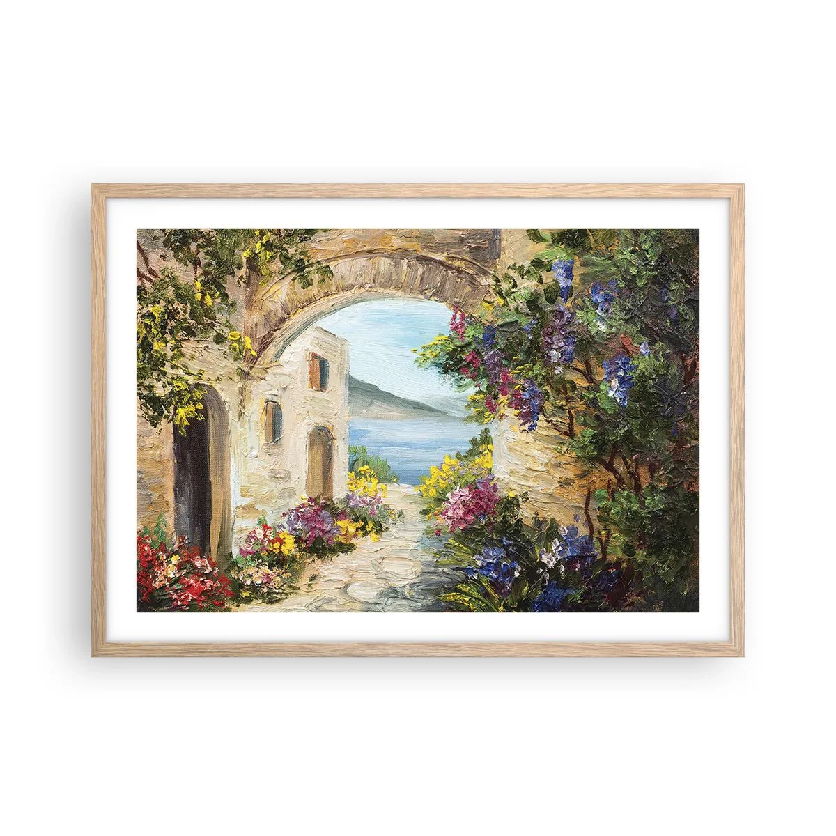 Poster in einem Rahmen aus heller Eiche - Charme einer Küstenprovinz - 70x50 cm