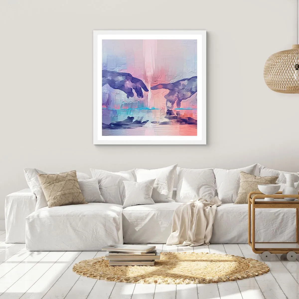 Poster in einem weißen Rahmen - Göttlicher Funke des Lebens - 40x40 cm