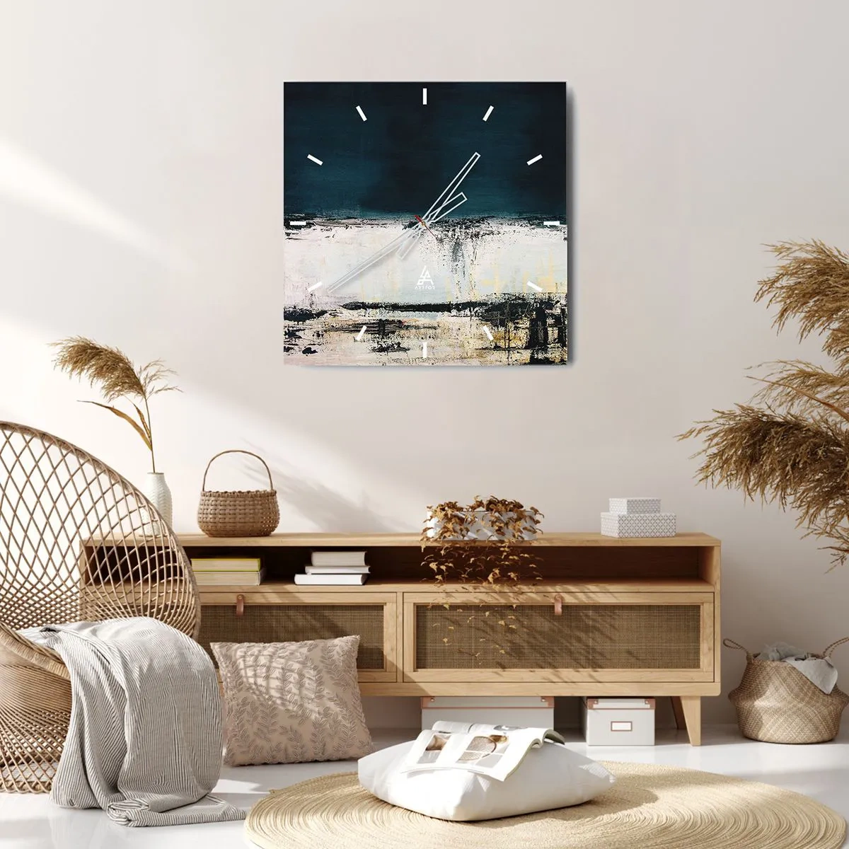 Wanduhr - Glasuhr - Horizontale Komposition - 30x30 cm