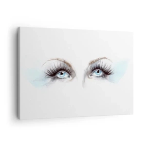 Bild auf Leinwand - Leinwandbild - Aquarell mit blauen Augen und zarten Akzenten - 70x50cm - Engelsaugen? - Moderne Wanddekoration für Wohnzimmer und Schlafzimmer ARTTOR