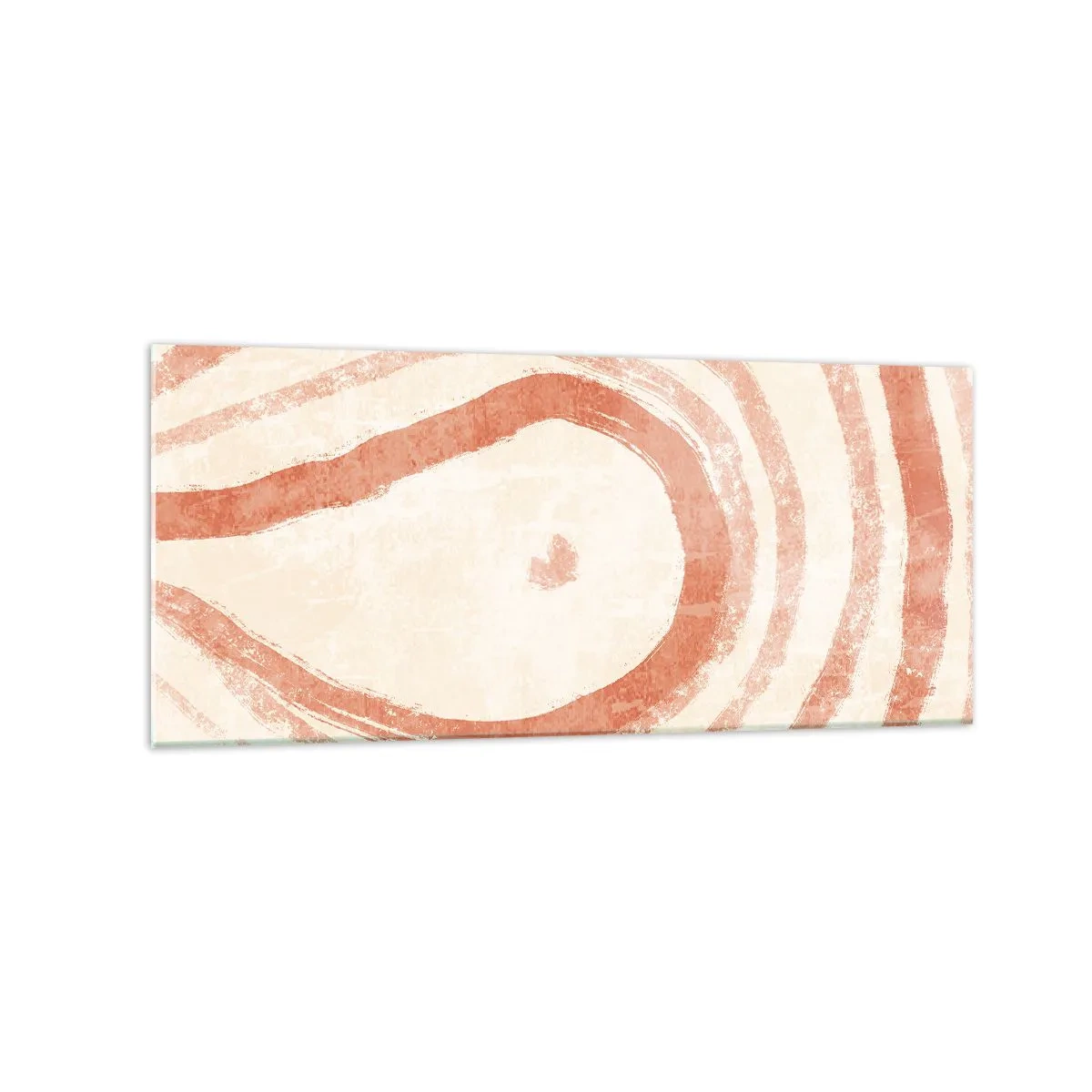 Glasbild - Bild auf glas - Ein abstraktes Motiv aus konzentrischen Linien in Terrakotta-Tönen. - 120x50cm - Korallenkreise – Komposition - Moderne Wanddekoration für Wohnzimmer und Schlafzimmer ARTTOR