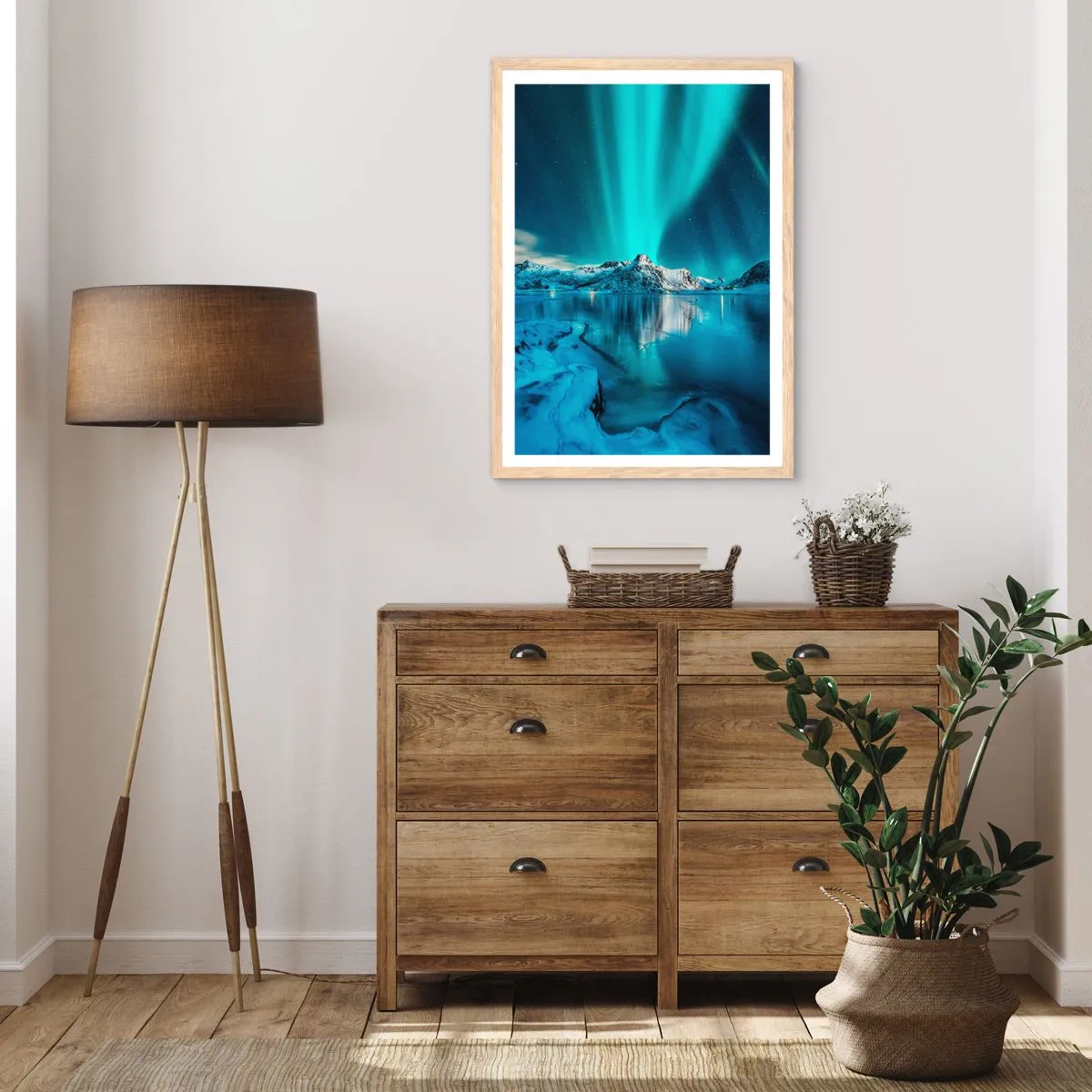 Poster in einem Rahmen aus heller Eiche - Lichtnacht - 40x50 cm