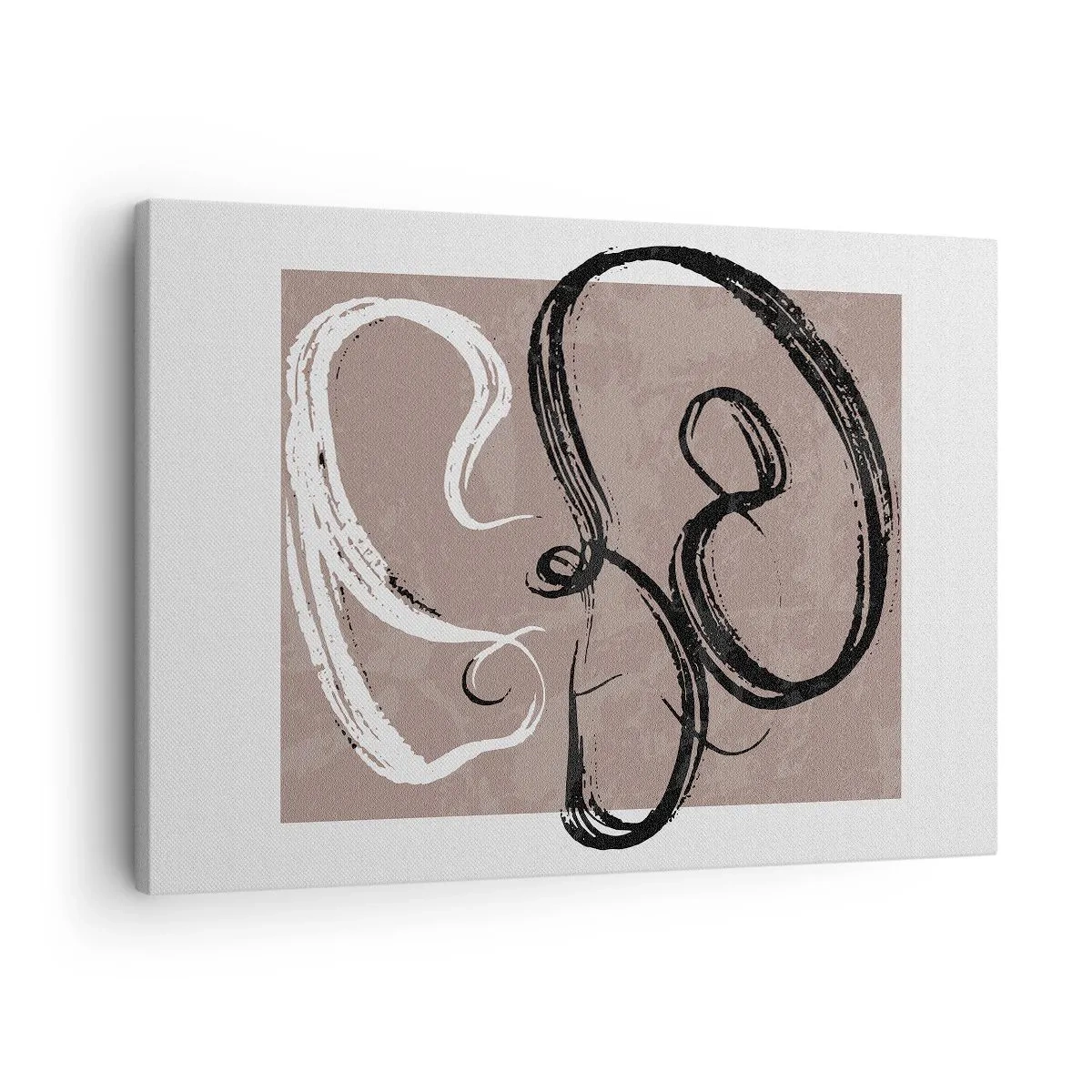 Bild auf Leinwand - Leinwandbild - Schwarz-weiße Abstraktion auf beigem Hintergrund - 70x50cm - Komposition – die Suche nach Fülle - Moderne Wanddekoration für Wohnzimmer und Schlafzimmer ARTTOR