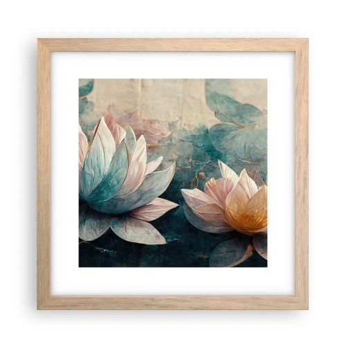 Poster in einem Rahmen aus heller Eiche - Seesterne - 30x30 cm