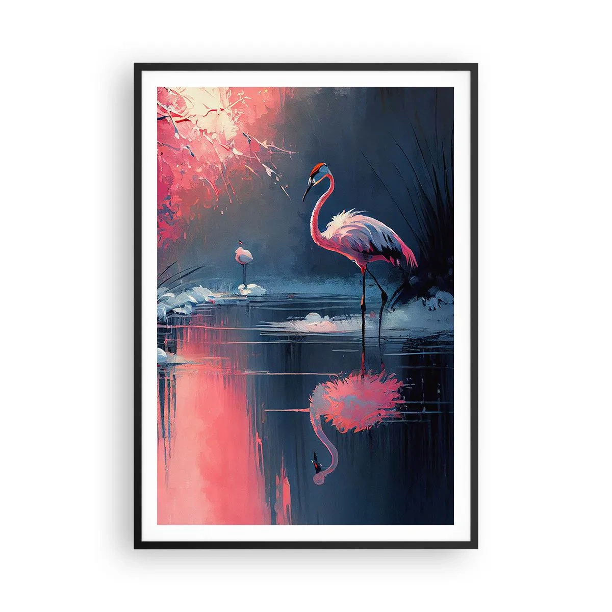 Poster in einem schwarzem Rahmen - Rückzugsort für Vögel - 70x100 cm