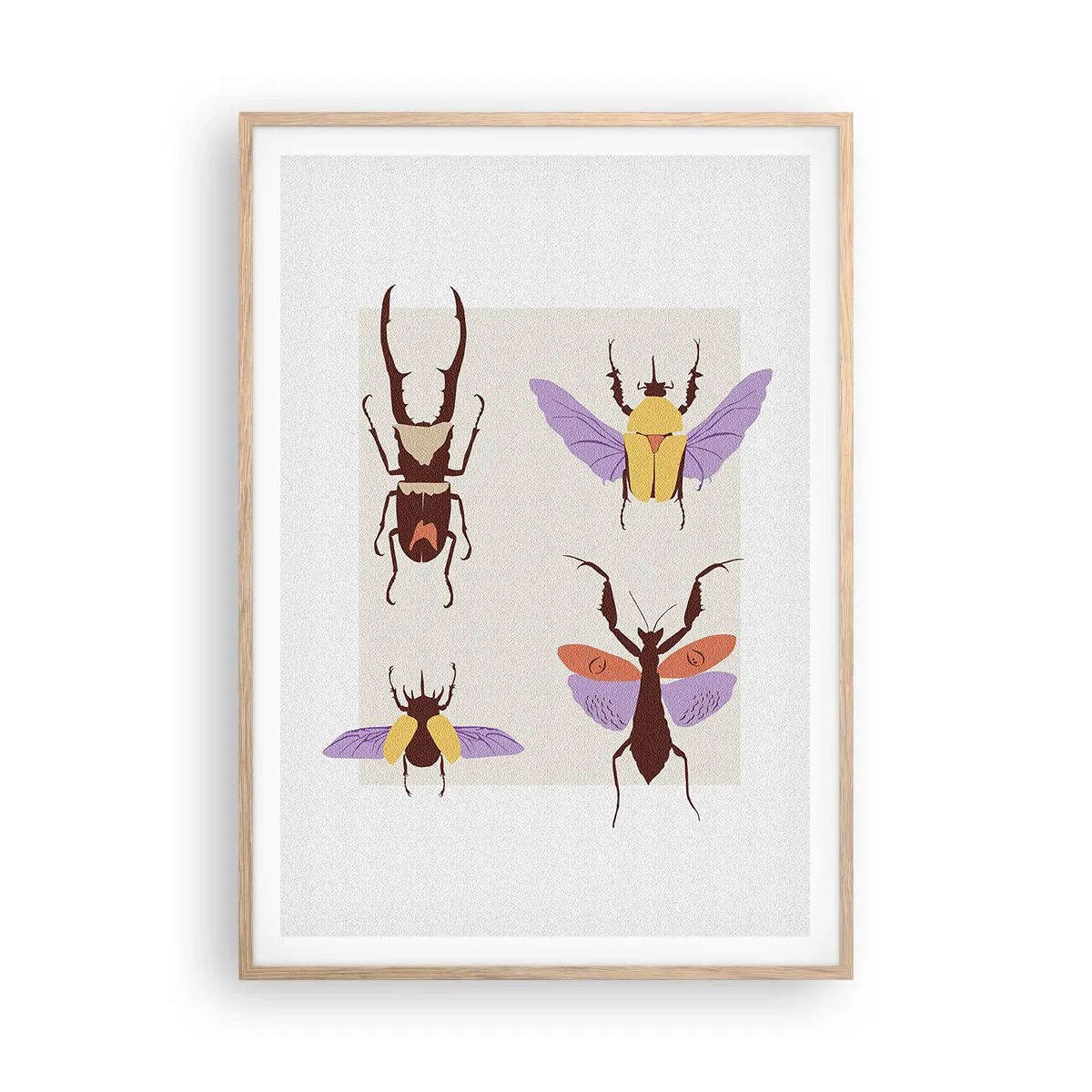 Poster in einem Rahmen aus heller Eiche - Insektenwelt - 70x100 cm